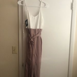 Fashion nova medium jumpsuit white and mauve